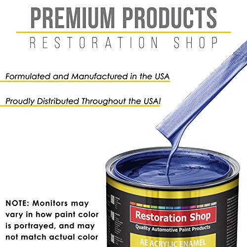 Restoration Shop - Indigo Blue Metallic Acrylic Enamel Auto Paint - Gallon Paint Color Only - Professional Single Stage High Gloss Automotive, Car, Truck, Equipment Coating, 2.8 Voc #TOP3