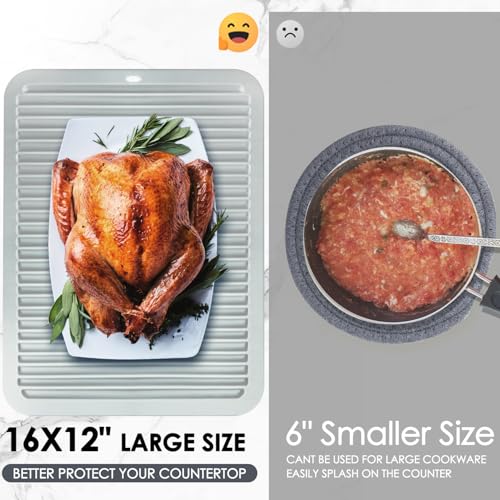 Image of 2 Pcs Gray Silicone Trivets 16 inchx12 inch Heat Resistant Trivets for Hot Pots and Pans Nonslip and Heat Resistant Hot Pads Silicone Square Trivet Mat Heat Resistant Mats for Countertop