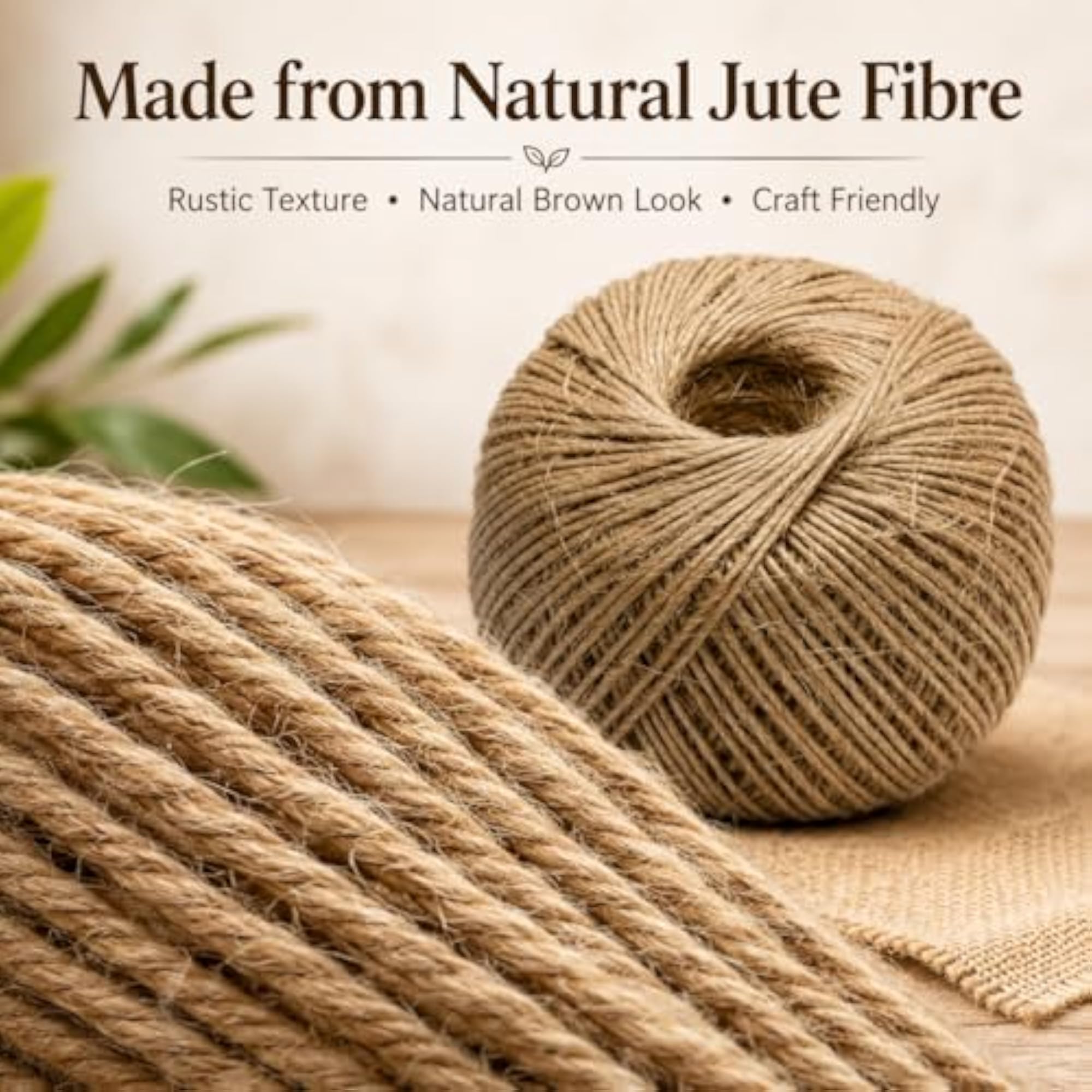 Natural Soft Jute Twine Rope, 60 Metres, Eco-Friendly