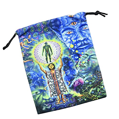 pegtopone Bolsa de tarjetas de Tarot de Tarot de terciopelo, bolsa de datos, con cordón estampado de doble cara, para amamantadores de tarjetas de Tarot, psicólogos, Magiciens, 5,12 x 7,09 Po Cover
