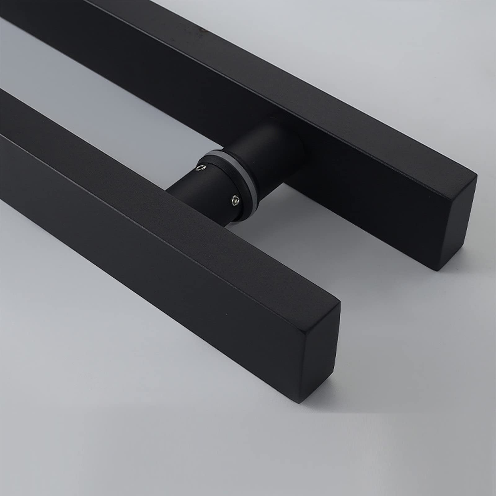 Tirador de Puerta de Tubo Negro, manija de Puerta de Acero Inoxidable Pesado en Forma de H, Barra de Agarre Industrial rústica, para Puerta de Madera con Puerta de Vidrio, fácil de Instalar