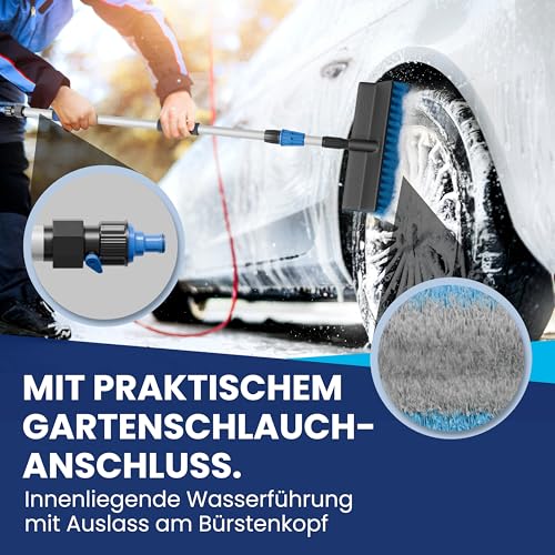 NTG Waschbürste Autowaschbürste Teleskopwaschbürste in 2 & 3 Meter Variante mit Gardenanschluss und Innenliegender Wasserführung Fensterputzer (Bis 2 Meter) PKW LKW – Bild 4