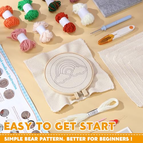 Image of Solsew 8 Pcs Punch Needle Coasters Kit Punch Needle Embroidery Kit for Beginners Adults Including Patterns Tools Yarns Hoop Instruction for Art Craft Supplies Gifts(Butterfly)