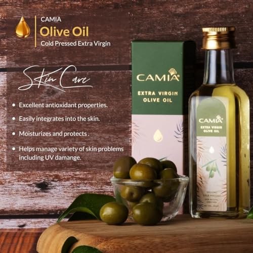 Image of CAMIA - Organic Cold Pressed Olive Oil, 250 ml + Lemongrass Essential Oil, 15 ml | Oil Balance Scalp Care & Hydration Blend Solution Kit | Natural Ingredient | Organic Hair Care Treatment Combo Pack