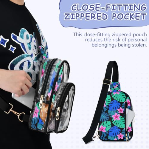 Bolso transparente con diseño de hojas tropicales de neón linqin 5
