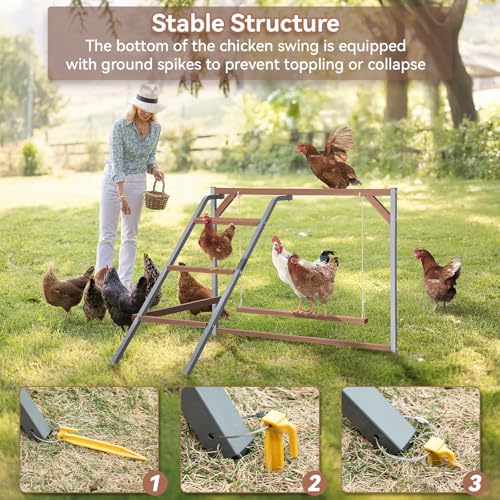 PETSFIT Chicken Perch for Coop-Solid Wood and Rustproof Iron Roosting Bar with Swing - Ideal for Backyard Poultry, Chicken Coops, and Farms-Easy to Assemble and Clean by Petsfit - Image 3