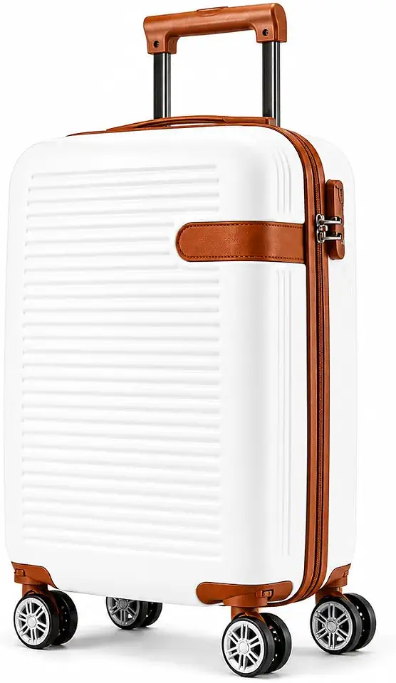 Mala de Bordo Premium ABS Antifurto Rodas 360° Giro Duplo Cadeado Integrado Bagagem de Mão Executiva Leve Resistente Compartimento Organizador Ideal para Viagens e Negócios 10kg (Branco)