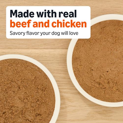 Image of Amazon Basics Wet Dog Food Meaty Loaf Variety Pack, Filet Mignon Flavor and Chicken & Rice Dinner, Made with Real Chicken and Beef, 13.2 oz can, (6 cans of Each Flavor, 12 cans in Total)