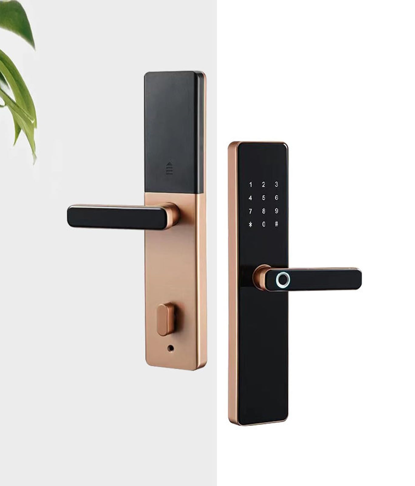 Serratura Porta D'Ingresso Senza Chiave App di Sblocco Remoto Allarme Vocale Serrature Intelligenti Porta D'Ingresso Codice Bluetooth Smart Lock Elettrico Senza Fili(Bronze)