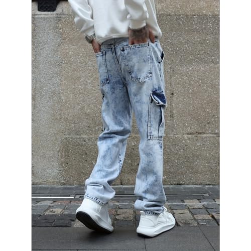 Multi Pocket Workwear Jeans Loose Wide Leg Straight Leg Pants4