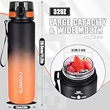 Gobravio Water Bottle 1L BPA Free Sports Drink Bottle Dishwasher Safe Canteen Bottle Leakproof Motivational Water Bottle with Time Markings - Image 4