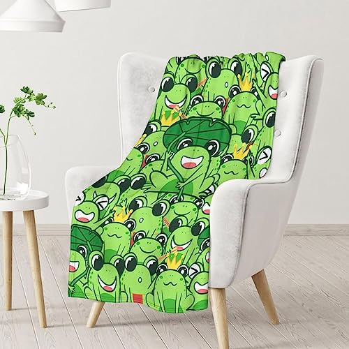 Mercuryelf Frog Throw Blanket - Soft, Fuzzy & Warm - 60x80 Inches Flannel Blankets for Bed, Couch - Green Novelty Throws Gift for Women Men