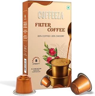 Coffeeza South Indian Filter Coffee Capsules | 80% Coffee 20% Chicory Blend | Intensity 8 | Medium-Dark Roast | Caramel, C... Price In India