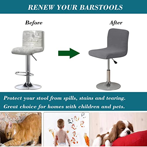 Hfcnmy Bar Stool Covers With Backs,4 Pack Stretch Bar Stool Chair Covers,Jacquard Bar Stool Covers,Washable Bar Chair Covers Swivel Barstool Covers Slipcovers With Back For Short Back Chair,Dark Gray #TOP4
