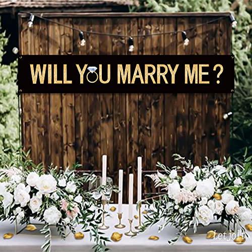 Image of Letjolt Proposal Banner Will You Marry Me Ring Banner 6Feet | Propose Decorations Supplies for Marriage Signs Valentine's Day Engagement Outdoor Party Backdrop