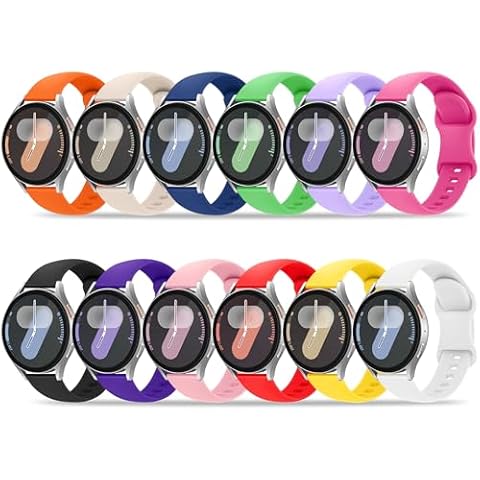 Tiorecime 12 Pack Bands Compatible with Samsung Galaxy Watch 7 6 5 4 40mm 44mm/6 4 Classic 43mm 47mm 42mm 46mm/5 Pro 45mm/Active 2 Band, 20mm Soft Silicone Sport Replacement Strap for Women Men Cover