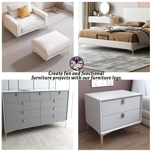 Sunvfafa Gold Legs For Furniture Set Of 4, Metal Cabinet Dresser Legs, 6 Inch Replacement Furniture Legs For Ottoman, Nightstand, Cupboard, Coffee Table, Sofa, Wardrobe, Cube Storage (Brushed Gold) #TOP3