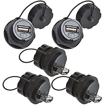 5PCS USB2.0 Panel Mount Connector, IP67 Waterproof Outdoor USB Plug Adapter Female to Female Socket with Waterproof/Dust Cap M25 5PCS