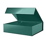 PACKHOME Large Christmas Gift Box 13.5x10x3.5 Inches, Sturdy Shirt Box with Magnetic Lid for Multiple Occasions (Glossy Green)