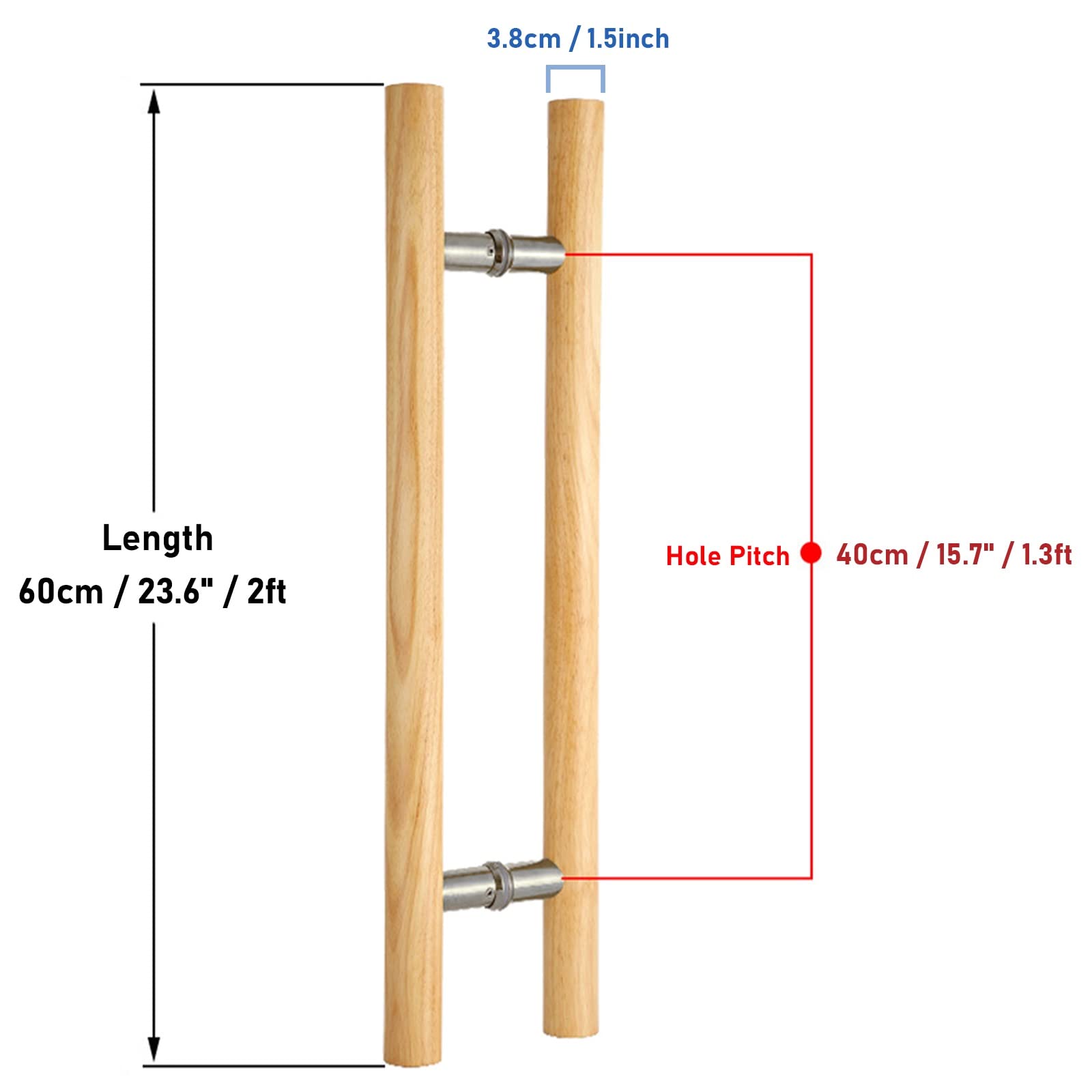 Manilla Redonda de Madera para Puertas correderas de Granero, Ideal para Puertas Interiores y Exteriores Pesadas. Manilla clásica para Puertas de Entrada, de Tiendas, oficinas y hogares (Neg