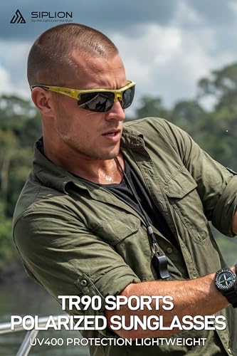 Image of SIPLION Polarized Sunglasses Men Sports: UV400 Protection Anti-Slip Wrap-Around TR90 Frame for Driving Fishing Golf Running