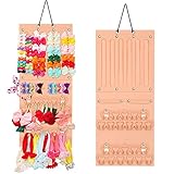 【Gran capacidad de almacenamiento】 Organizador de accesorios para el cabello con 3 partes personalizadas. Combinado con 7 cintas largas, 2 tiras cortas de fieltro y 22 perchas de terciopelo en forma de corazón. Puede contener hasta 60-80 pinzas para el cabello de varios tamaños, 40-50 lazos para el cabello de varios tamaños, organiza fácilmente todos los accesorios para el cabello de las niñas, ¡convierte el cajón desordenado en una hermosa exhibición!