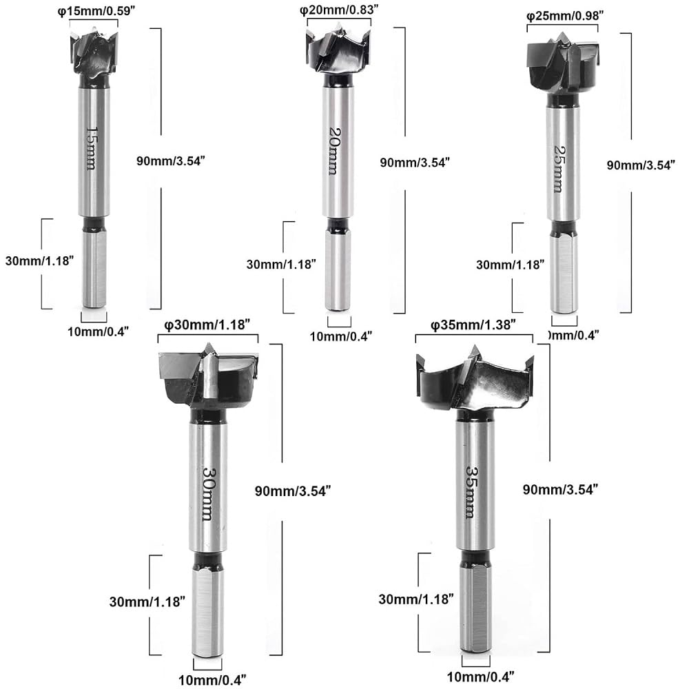Set 5 Punte Forstner Per Legno - 15mm, 20mm, 25mm, 30mm, 35mm - Fori Precisi Senza Sfilacci - Foto 11