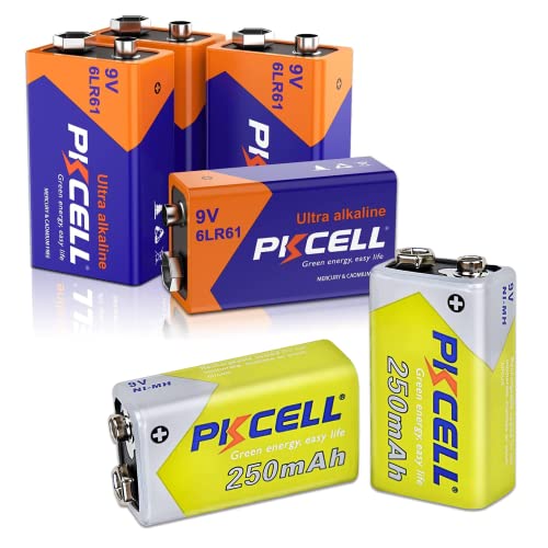Pilocel 4 Counts 9V Batteries + 2 Counts 9 Volt Rechargeable Batteries 250Mah 1200+ Cycles Battery For Smoke Detector #TOP6