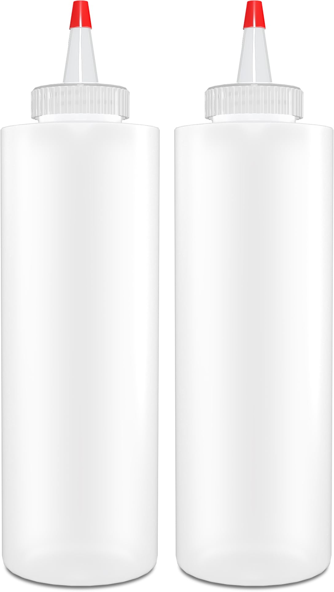 BRIGHTFROMSqueeze Bottles, Leak Proof, Wide Neck, BPA FREE Plastic, 16 OZ 2 PACK, Condiment Empty Squirt Bottle with Red Top Cap - for Ketchup, Mustard, Syrup, Sauces, Dressing, Oil, Arts & Crafts