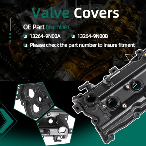Image of Valve Covers with Gasket & Bolts Fit for Nissan Altima 2015-2018, for Maxima 2009-2020, for Pathfinder 2015-2016, for Murano 2015-2020, for Infiniti QX60 Replace 13264-9N00A 13264-9N00B