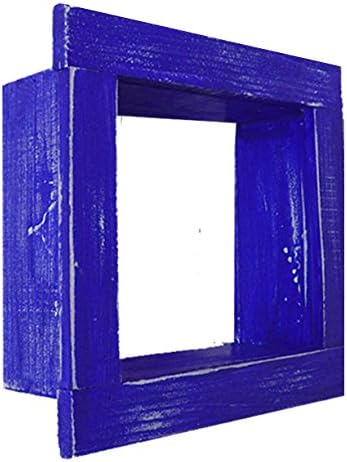 Square Wood/Wooden Shadow Box Display - 12" x 12" - Royal Blue - Decorative Reclaimed Distressed Vintage Appeal