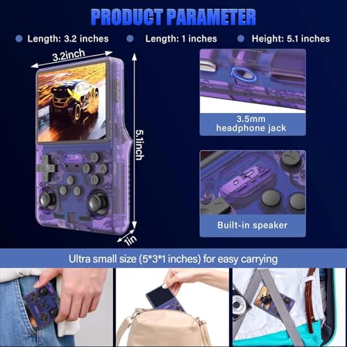 Console de jeu portable R36S, 1 console de jeu contient 40 000 jeux rétro, équipée d'un système Linux open source, d'une carte TF de 128 Go, d'un écran IPS de 3,5 pouces et d'une batterie de 3 500 mAh – Image 3