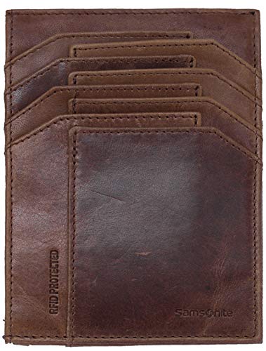  Samsonite, Portafoglio Uomo Piatto Tutto in Uno in Pelle Vintage, Linea OLEO SLG, Colore Marrone