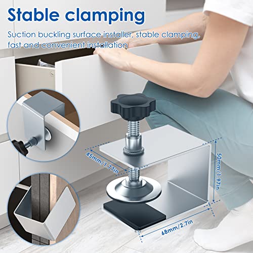 Image of 2 Pcs Drawer Front Installation Clamps,Zinc Drawer Fixing Clips,Adjustable Stable Furniture Woodworking Jig, Cabinet Installation Tools for Carpenter Household Tables Desks Mount