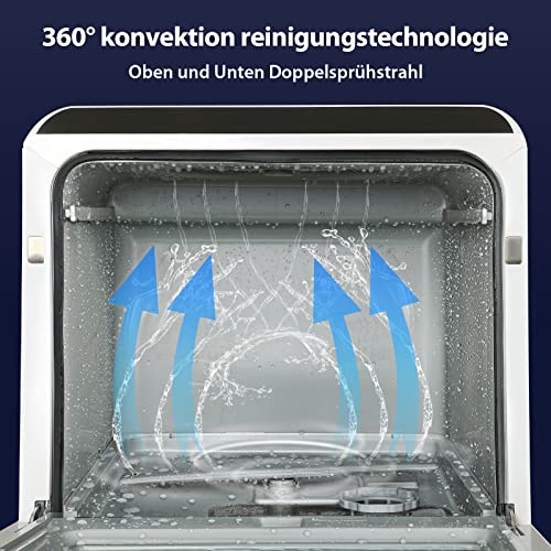Fullwatt Mini Geschirrspüler für 3 Gedecke Freistehender Tischgeschirrspüler, 5L mit/ohne Wasseranschluss...