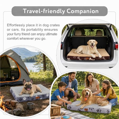 CAPT.SNOOZE Dog Beds for Large Sized Dog Comfy Orthopedic Pet Bed with Waterproof Lining & Removable Washable Cover, Soft Sherpa Dog Crate Bed with Anti Slip Bottom, 41x27 InchNavy by CAPT.SNOOZE - Image 7