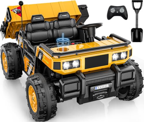 ARBELI 24V 4WD Ride on Dump Truck 2-Seater Ride on Toy Car for Kids 3-8yrs