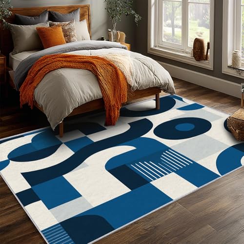 Tapis rétro années 50 antidérapant lavable motif géométrique abstrait