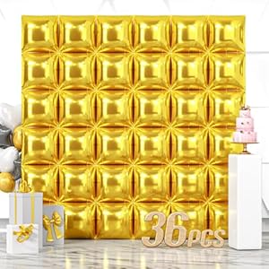 NISOCY 36PCS Gold Square Foil Ballo...