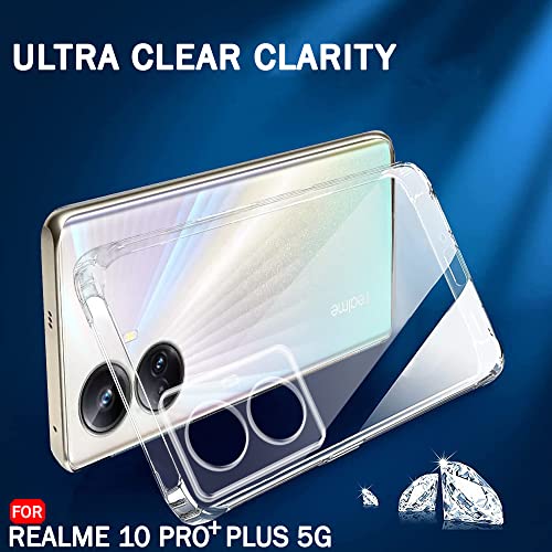 Image of TheGiftKart Back Cover Soft Case for Realme 10 Pro Plus 5G | Camera Protection | Inbuilt Dust Plugs & Anti-Slip Grip | Ultra Clear Slim Back Cover Case for Realme 10 Pro Plus (Silicone | Transparent)