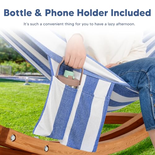 Image of SUNCREAT Hammocks for Outside with Stand, Blue & White