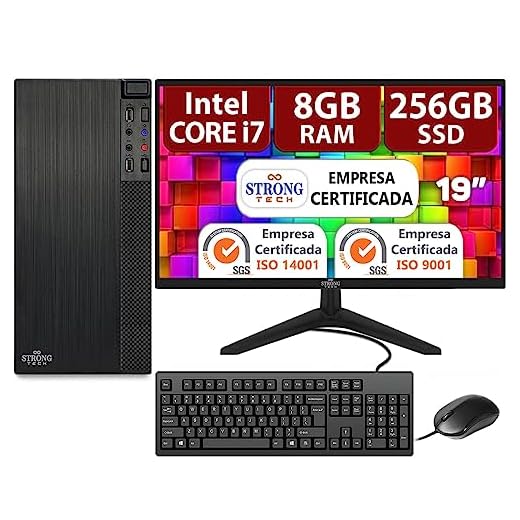Strong Tech Computador Completo Intel Core i7 8GB SSD 256GB Monitor 19 LED Hdmi
