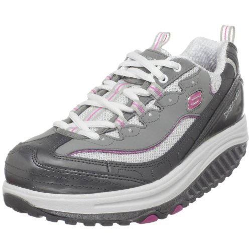 Skechers Women's Shape Ups Rockin-Out Lace-Up Fashion Sneaker,Gray,10 M US