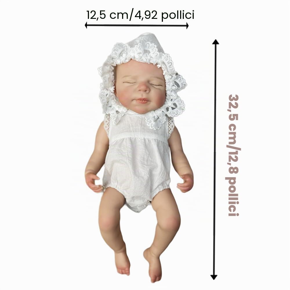 Abenduot Bambole in silicone platinico da 13 pollici con bocca aperta e corpo intero Bambole in silicone dipinte realistiche Bambole in silicone per bambini Giocattoli per bambini