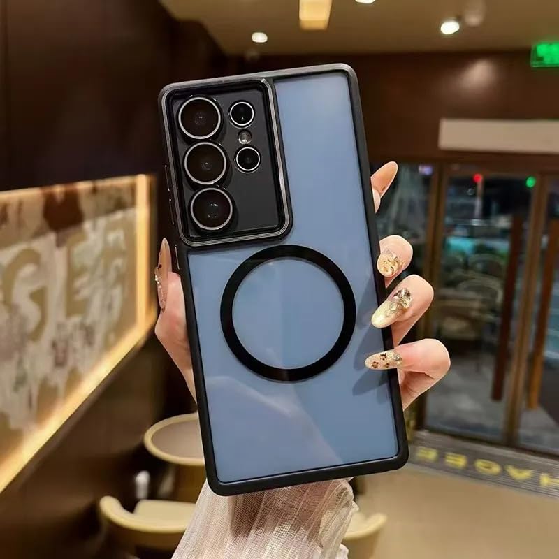 Image of VONZEE PC,TPU Magnetic for Samsung S25 Plus 5g Case,Upgraded Full Camera Protection,Compatible with Magsafe,Drop Protection,Clear Transparent Back Bumper for Samsung S25 Plus 5G(Black)