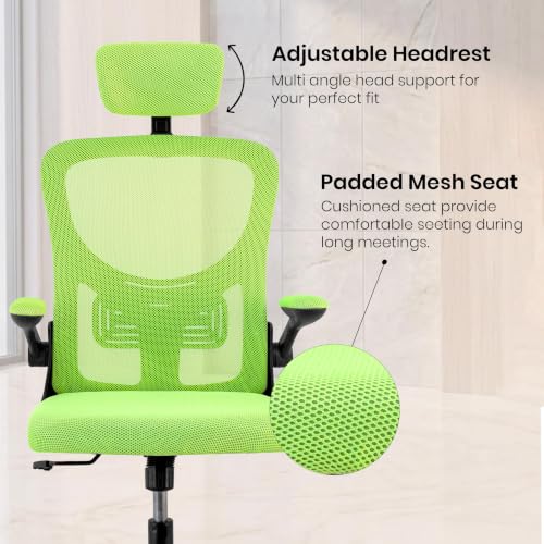 Image of Casa Copenhagen Green | High Back Imported Mesh Fabric Boss Office Chair | Y Design Ergonomic Back Support | 2D Aero Design Adjustable Armrests | Synchro Tilt Lock Mechanism