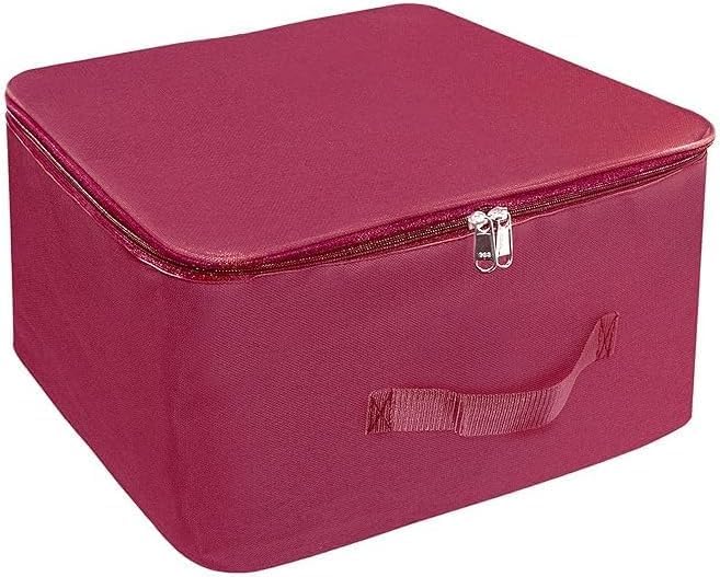 Storage Bags for Clothes, 14.5x13.4x9 inches, 2 Pack, Nylon Wardrobe Organizer with Handles (MAGENTA)