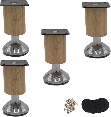 Juego de 4 patas de madera de caucho macizo, patas ajustables para sofá, patas de mesa de café, patas de repuesto para cocina, patas de armario, Juego de 4 patas de madera de caucho macizo, patas ajustables para sofá, patas de mesa de café, patas de repuesto para cocina, patas de armario,