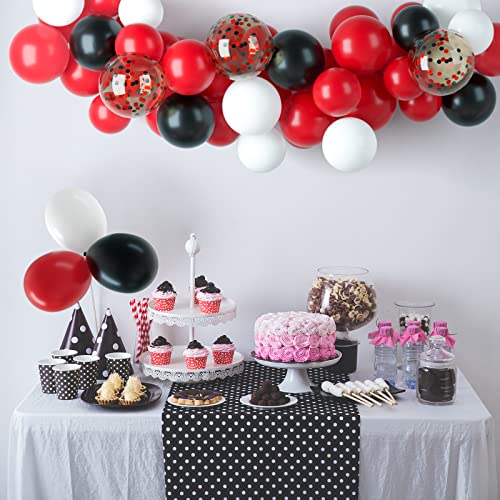 Image of TUPARKA 12 inches Black Red Confetti Balloons Kit 60 Pack Red Black and White Party Balloon for Birthday Graduation Baby Shower Wedding Anniversary Party Supplies