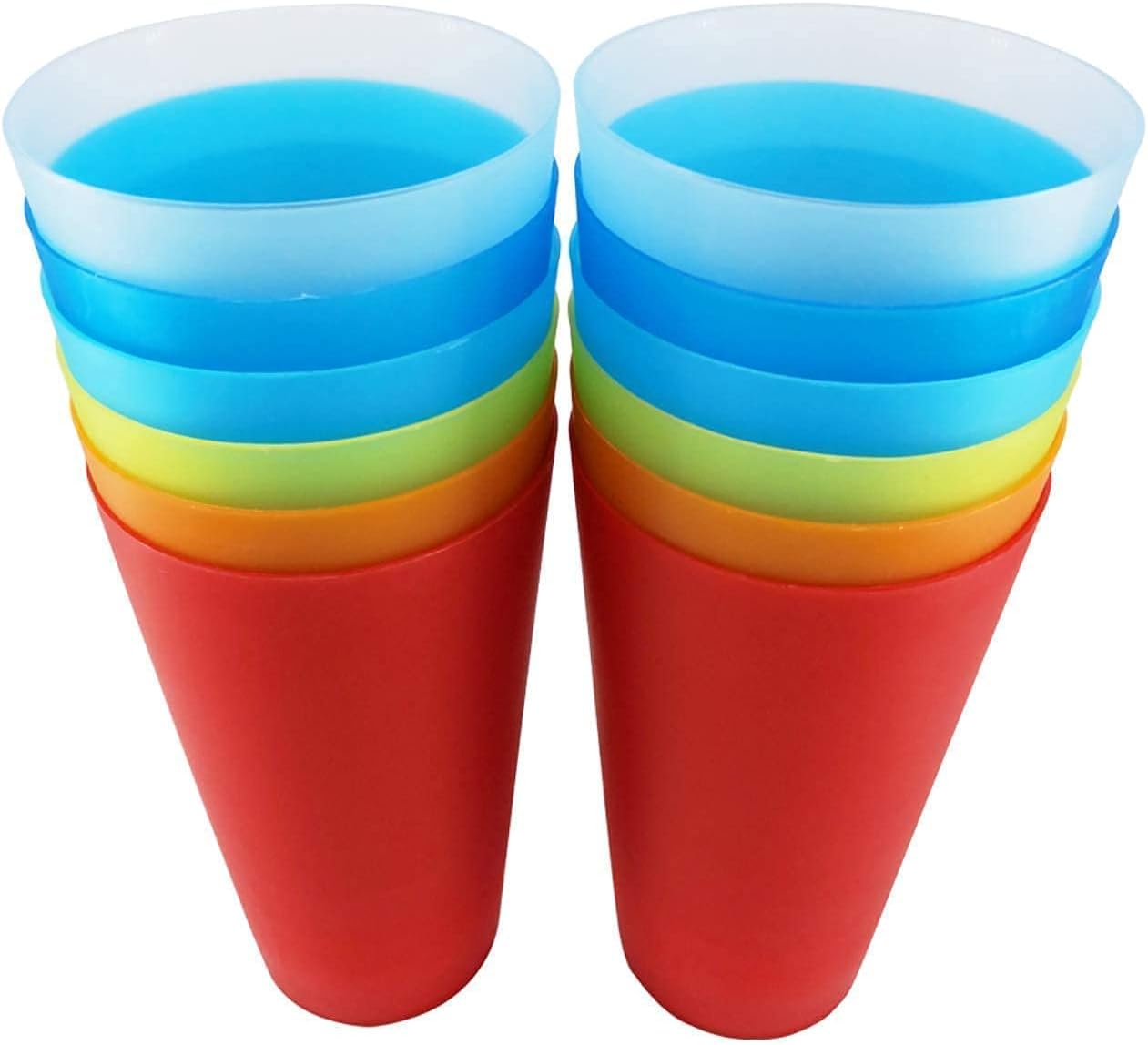 AOYITE Unbreakable 32 ounce Cups and 10 inch Plastic Plates Reusable, BPA-Free and Dishwasher Safe Drinking Cups and Dinner Plates for Everyday Use